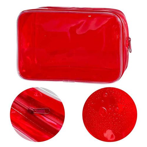 TotePrint Clear Small,Pvc Makeup Pouch Bag, 7"x2.3"x4.7" Size TSA Approved Toiletry Bag, Transparent Travel Bags for Toiletries, Clear Cosmetic Bag for Women and Men Small (transparent)