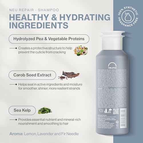 Neuma Neu Repair Shampoo - Revitalizes, and Strengthens Damaged Hair, Sulfate-Free, Lemon, Lavender and Fir Needle Scent