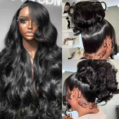 360 Transparent Lace Body Wave Wig Remy Human Hair Updo Pre Plucked Glueless Frontal Wigs Hair Extrenstion with Baby Hair (20inch, 360 Natural color)