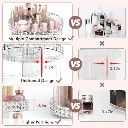 Rotating Makeup Organizer, 360¡Æ Spinning Skincare Organizers, Adjustable Layer Cosmetic Storage Lazy Susan Makeup Organizers for Dresser Bathroom, Medium, Clear