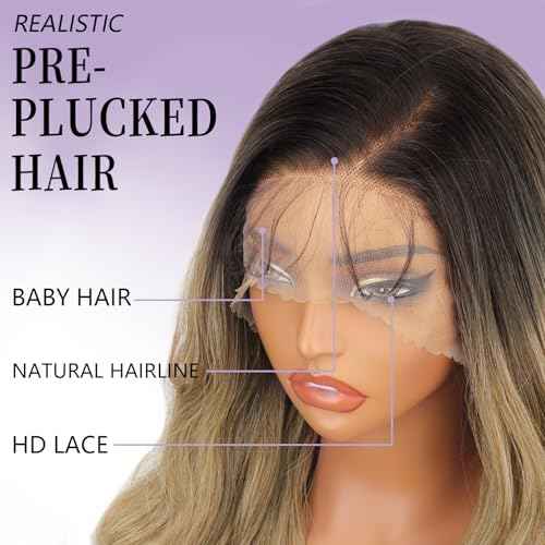 AISI HAIR 13¡¿4 HD Mixed Blonde Lace Front Wigs for Women Pre-Plucked Long Body Wavy Synthetic Lace Mixed Blonde Wig with Baby Hair for Beginner Friendly Free Part 28 Inch