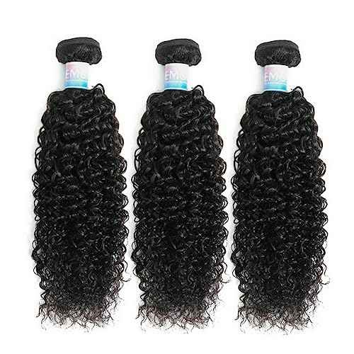 Kinky Curly Human Hair Bundles Water Wave Kinkycurly Hair Weft - Soft Natural Black Hair Weave 3 Bundles 300g 16 18 20 Inches