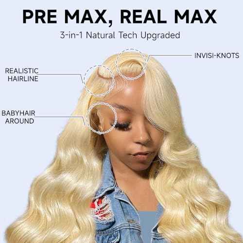 613 13x6 Lace Front Wig Human Hair Blonde Wig Human Hair Body Wave Lace Front Wigs Human Hair Pre Plucked 210 Density 613 HD Lace Frontal Wigs 28 Inch