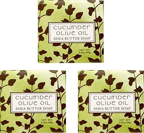 VFFWBB Greenwich Bay Cleansing Spa Soap, Shea Butter, and Cocoa Butter. No Parabens, No Sulfates 6.35 Oz. (3 Pack) … (Cucumber Olive Oil)