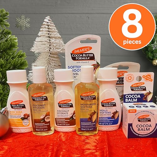 Palmer's Coconut Oil, Shea Butter, Cocoa Butter Formula Mini Easter Basket Stuffers (8 Piece bundle) - Moisturizing Body Oil, Body Lotion, Cocoa Balm, Swivel Stick & Lip Balm, Hydrating Skin Care