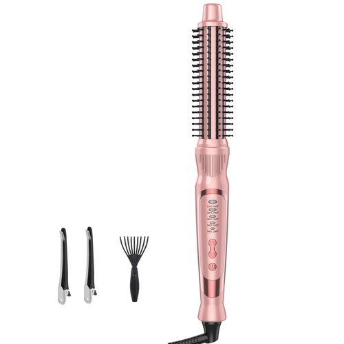 Thermal Brush, Heated Round Brush & Curling Iron with Ceramic Ionic Technology, Hair Tools for Volumizing & Styling, Travel-Friendly Hot Comb with Adjustable Temperature（Gold 1 inch）