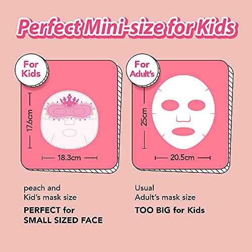 peach and Kids Face Mask, Spa Day Kit for Girls, Korean Skincare for Toddler, Birthday, Christmas Gifts for Teens, Sleepover Party, Stocking Stuffers, Pack of 10