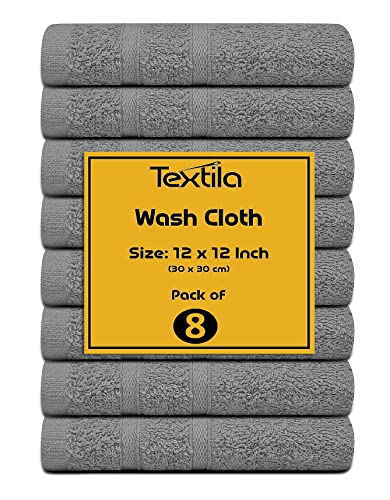 Textila Terry Wash Cloths Pack of 10 - Multicolor - 12x12 Inches, Soft and Absorbent - Perfect for Bath, Face, Hand, Kitchen, Spa, Hotel, Gym, and Home Use.