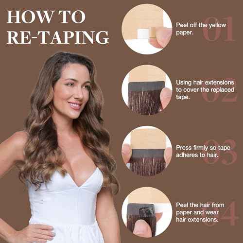 GOO GOO Tape in Hair Extensions Human Hair, 4/27/4 Balayage Chocolate Brown to Caramel Blonde, 20inch 100g 40pcs, Skin Weft Seamless Invisible, Silky Straight with Thick Ends, Remy Human Hair