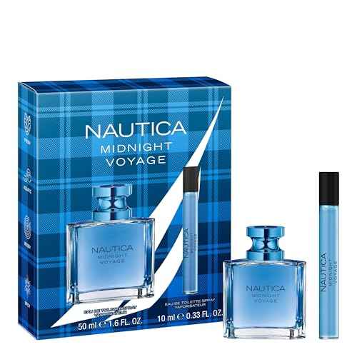 Nautica Midnight Voyage Giftset, 1.6oz EDT + 0.33 fl oz Pen Spray, Notes of Pink Pepper, Amber, and Mint, Men's Fragrance, Long Lasting, Everyday Fragrance, Travel Size