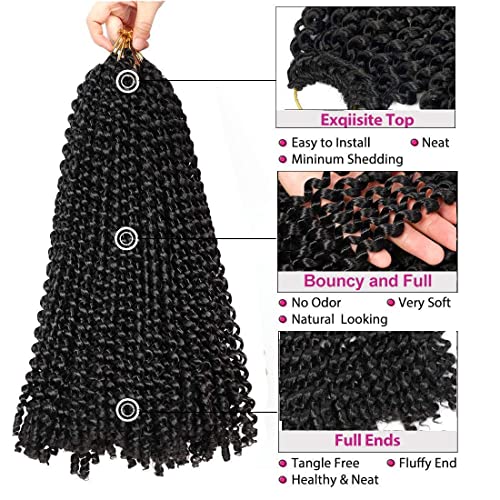 Passion Twist Hair 18 Inch 8 Packs Water Wave Crochet Hair for Black Women Long Bohemian Crochet Braids Passion Twist Crochet Braiding Hair Extensions (18 Inch, T1B/BUG)