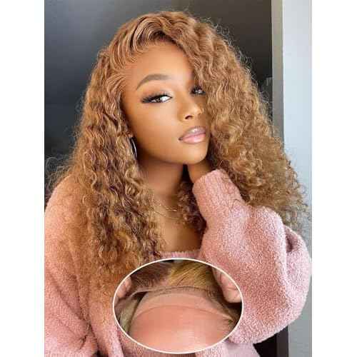 Honey Blonde Water Wave Lace Front Wigs Human Hair 200% Density 5x5 HD Lace Closure Wigs Human Hair Honey Blonde Wigs For Black Women Wear and Go Glueless Curly Wig Deep Wave Wig