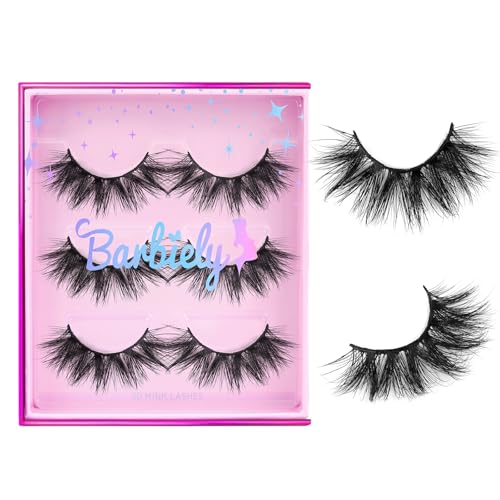 18mm Mink Eyelashes, 3D Real Mink Lashes, 3 Pairs Doll Look Eye Lashes, Fluffy Dramatic False Eyelashes, 6D Wispy Long Criss-cross Luxury Volume Strip Lash, Cruelty-Free (Star)