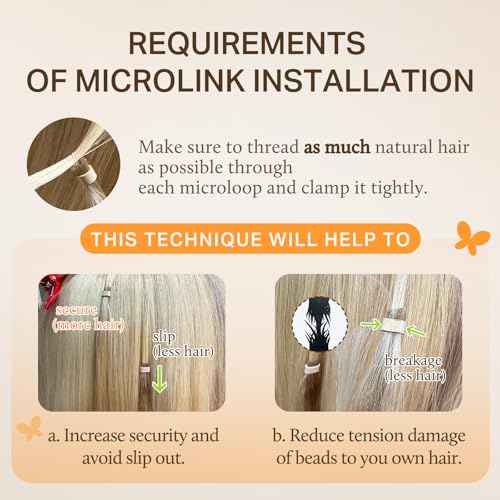 DOORES Micro Beaded Hair Extensions Human Hair extension, Balayage Chocolate Brown to Caramel Blonde 24 Inch 50g/50s, Micro Ring Hair Extensions Human Hair