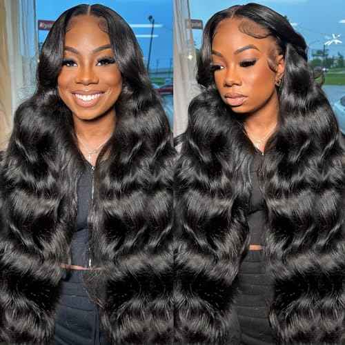 32 Inch Body Wave Lace Front Wigs Human Hair Pre Plucked 13x6 HD Transparent Lace Frontal Wigs Human Hair 180% Density Wigs for Women with Baby Hair