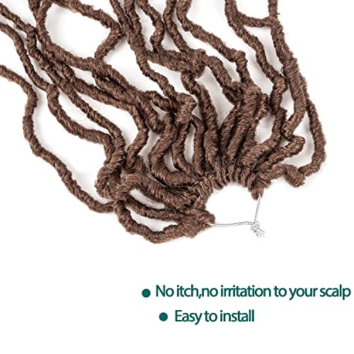 LocsGuard Faux Locs Crochet Hair Brown Soft Locs 36 inch 6 Packs color 30 Natural Butterfly Locs Crochet Hair For Black Women Goddess Locs Crochet Hair (36 Inch (Pack of 6), 30#-A(Dark)