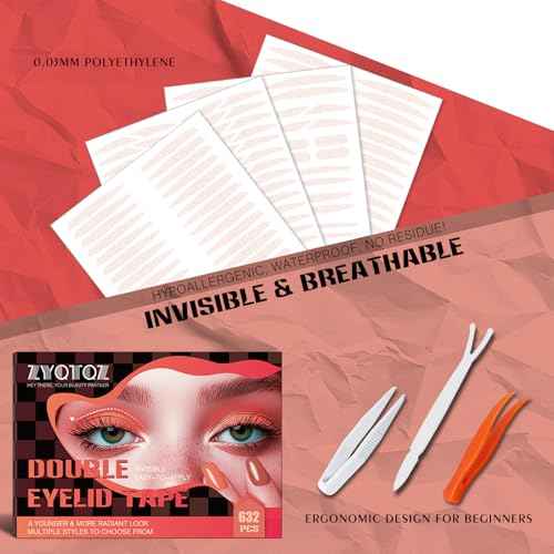 Eyelid Tape-632Pcs, Instant Invisible Eyelid Lifter Strips Ultra-Thin Breathable long-lasting Double Eyelid Tape for Hooded, Droopy, Uneven, Mono-eyelids-New upgrade.eyelid lifter strips