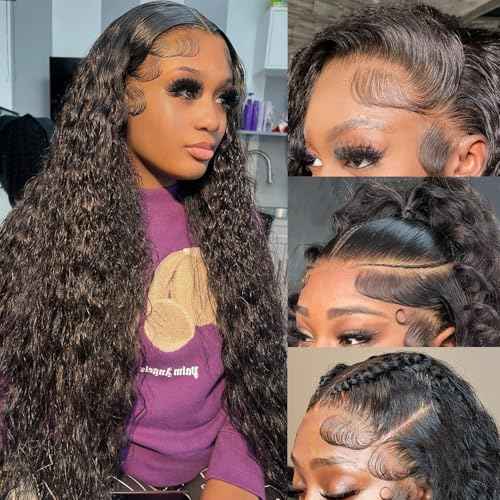 30 Inch Deep Wave Lace Front Wigs Human Hair,13x4 HD Lace Front Wet And Wavy Glueless Deep Wave BussDown Curly Human Hair Frontal Wigs for Women Pre Plucked 180 Density, Small Knots, Tangle Free