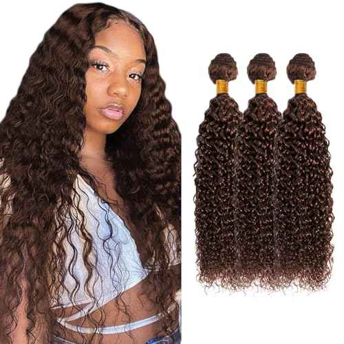 26 28 30 inch WuvuSnm #4 Human Hair Bundles Brown Kinky Curly Bundle Dark Brown Curly Bundles Human Hair Extensions