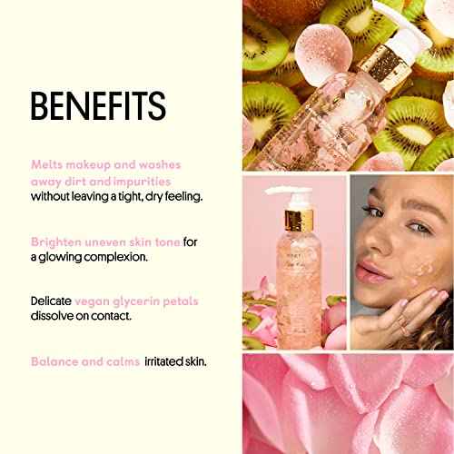 Winky Lux Petal Cleanser, Gentle Daily Facial Cleanser, Rose Water Facial Wash, Makeup Remover, Glycerin & Vitamin C Face Wash Brightens and Balances Dry Sensitive Skin