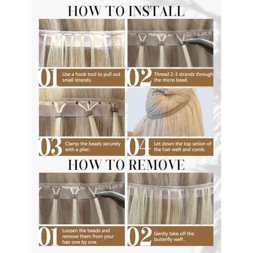 LOXXY OVO Butterfly Weft Hair Extensions Real Human Hair - 16 Inch 100g Invisible Darkest Brown to Chestnut Brown Highlights - Double Weft Bead in Hair Extensions, PU Hole Twin Tab Width 31.5"(80cm)