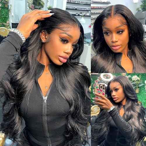 Glueless 13x6 Lace Front Wigs Human Hair Body Wave Pre Plucked Pre Cut 200% Density Ear-To-Ear Frontal Wigs Human Hair Wear and Go Glueless Drawstring Wig 24 Inch