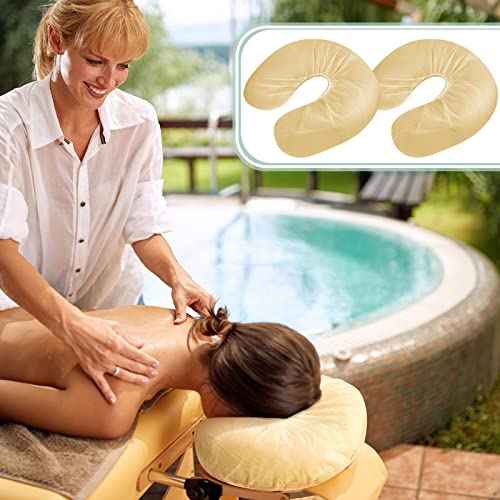 Jecery 300 Pcs Disposable Face Cradle Covers - White Massage Table Headrest Covers, Fitted for Neck Pillows