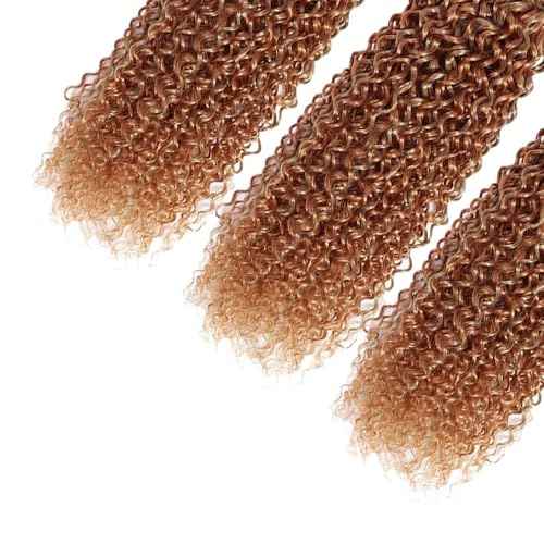 Honey Blonde Human Hair Color 30 Kinky Curly Bundles Brazilian Virgin Hair P27/30 Color 2 Tone #27 Honey Blonde Mixed With #30 Light Brown Bundles 26 28 30 Inch