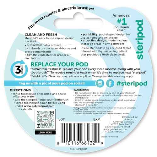 Steripod Clip-On Toothbrush Protector, Keeps Toothbrush Fresh and Clean, Fits Most Manual and Electric Toothbrushes, 1 Count