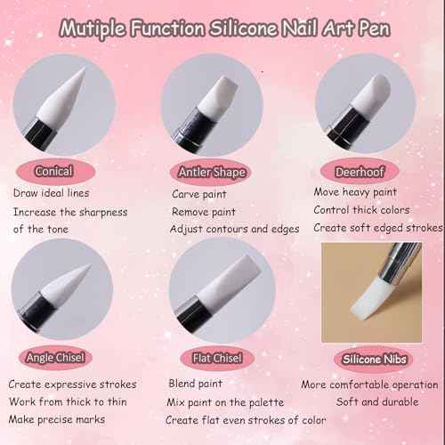 11Pcs Nail Art Brush Set, Dual Tipped Silicone Nail Tools, Nail Art Sculpture Pen, Crystal Handle Liner Brushes, Acrylic & Gel Nail Brush, Dotting Pens for Home and Professional Nail Salon