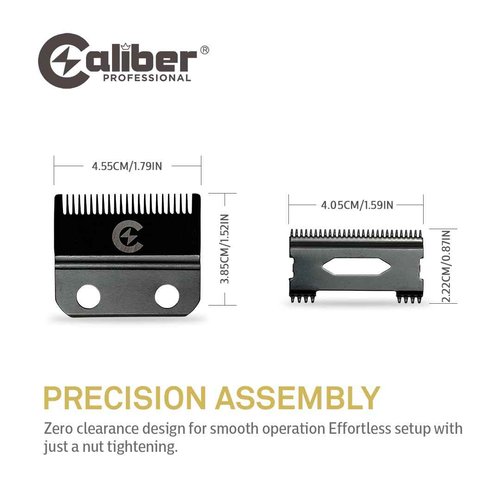 Caliber DLC Fade Clipper Blades, .50 Caliber, 440C Japanese Steel, Professional Hair Trimmer Replacement Blades