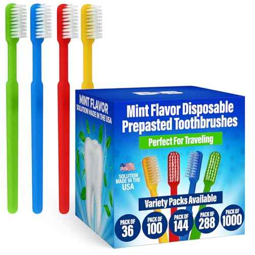 144 Prepasted Disposable Toothbrushes | Pre-Pasted Soft Bristle Tooth Brush for Dental Care & Oral Hygiene | Individually Wrapped Toothbrush Pack Airbnb Gifts | No Water Needed, Paste Made in USA.