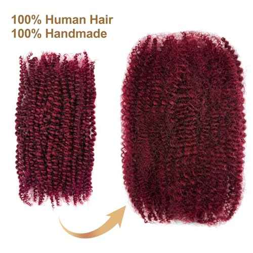 8 Inch Human Braiding Hair Afro Kinkys Bulk Human Hair for Dreadlocks Extensions Repair Locs Soft Locs1 Bundle 40 Gram (8Inch, 99j)