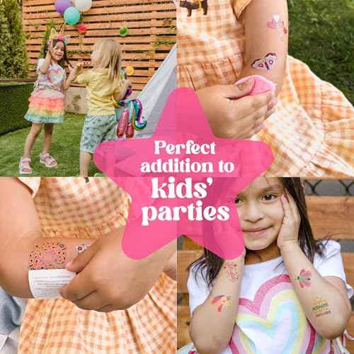 Glitter Unicorn Temporary Tattoos for Girls ? 50 Pre-Cut Sheets + Water Sponge | Easy to Apply & Remove | Non-Toxic, Waterproof, Skin-Safe | Party Favors, Birthday Gifts