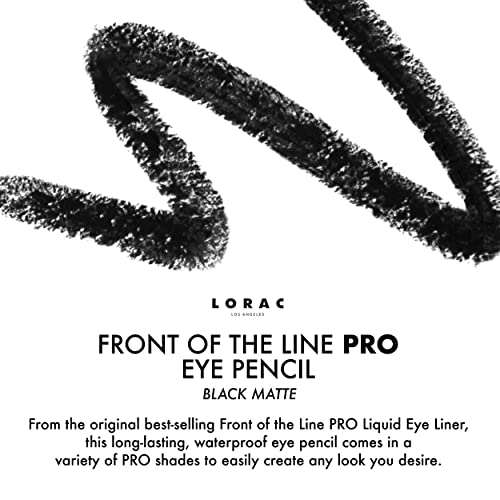 LORAC Front Line PRO Waterproof Eyeliner Pencil, Black Matte| Long Lasting| Makeup Pencil Sharpener | High-Precision