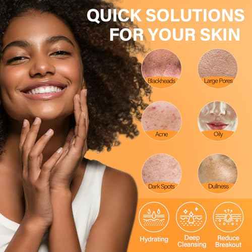 Facial Clay Mask Set - Vitamin C Turmeric Face Mask, Dead Sea Mud & Salicylic Acid (BHA) Mask for Pores Cleansing, Blackheads, Dark Spots, Brightening, Face Masks Skincare Gift for Women, 2.82 oz each