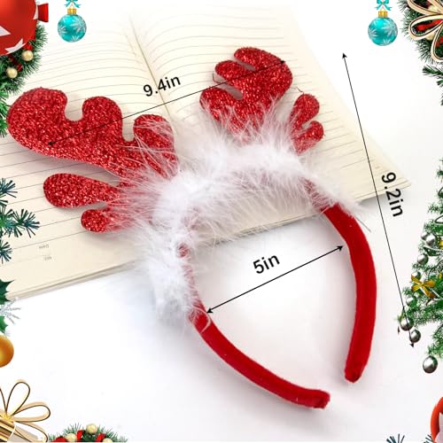 XXXPOWERXXX Light Up Christmas Headbands,LED Lights Christmas Reindeer Santa Claus Christmas Tree Crutches Feather Headband for Women Girl Christmas Parties Valentine's Day Favors 6Pack