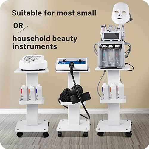 Beauty Trolley Cart with Wheels, 3 Tier Aluminum Beauty Rolling Cart, Hair Salon, Spa Salon, Vacuum Therapy Machine Trolley, Load 135lbs, 26.7 x 13.8 x 15 inch