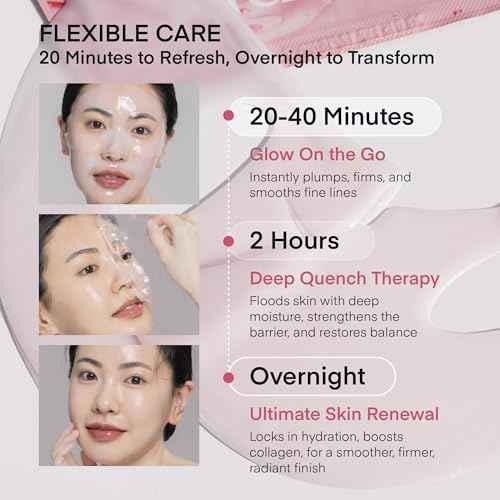 TEREZ & HONOR Korean Real Deep Bio Collagen Face Mask - 16 ea x 33g 100 Dalton Ultra Low Marine Collagen Overnight Hydrogel Masks for Glass Glow Skin, Hydration, Pore, Elasticity, Firming, Unscented
