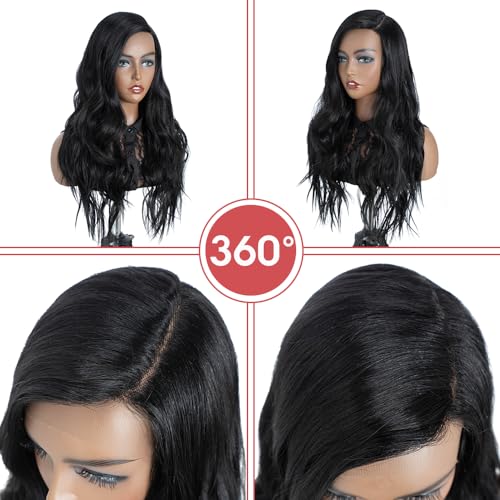 REBECCA STYLE Long Body Wave Wigs for Black Women Side Part Long Wavy wigs 20 Inch Synthetic Wig Natural Looking Glueless Heat Resistant Replacement Wig (Blonde to Brown)