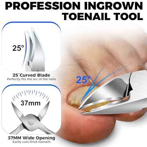 Toenail Clippers for Thick Toenails, 2025 Stocking Stuffers for Men Dad, Heavy Duty Toenail Clippers for Ingrown Nails, Angled Head Toe & Slanted Nail Clipper