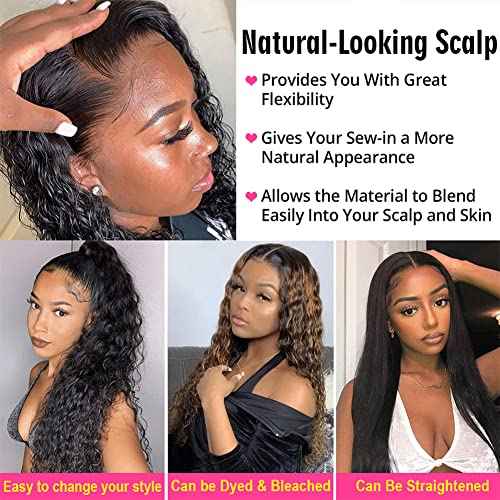 Deep Wave Lace Front Wigs Human Hair Pre Plucked 13x4 Lace Frontal Wigs For Women With Baby Hair 180% Density Wet and Wavy Transparent Brazilian Human Hair Wig Pre plucked Hair Natural Color 24Inch