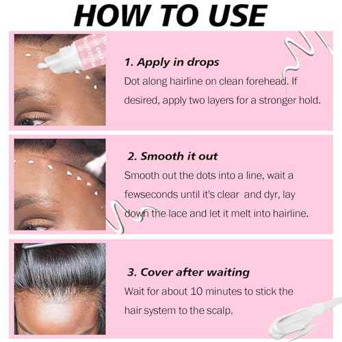 Wig Glue for Lace Front Lace Wigs, 0.5 OZ Waterproof Lace Front Wig Glue for Wigs, Strong Hold Transparent Adhesive for Hair Replacement Invisible Hair Bonding Wig Adhesive (4PCS)
