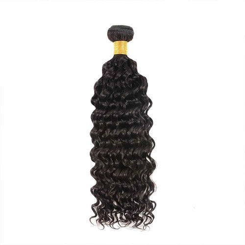 Deep Wave Human Hair Bundles 24 Inch Deep Single Bundle #1B Natural Black Human Hair Unprocessed Native Virgin Hair 100g Total Double Weft Crochet Human Hair Extensions for Women