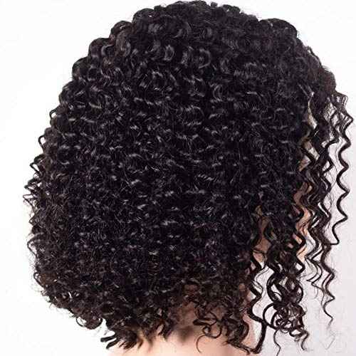 Curly Human Hair Wigs Brazilian Virgin Hair 150% Density Glueless Lace Front 4x4 Closure Wig for Women Natural Color 16 inch