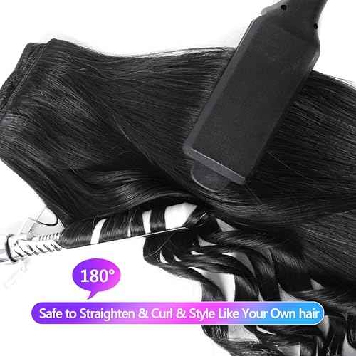 Clip in Hair Extensions Real Human Hair, 26 Inch 130g, 1B Natural Black, Invisible Seamless Straight Remy Human Hair Clip in Extensions for Women 8pcs Per Set with Double Weft