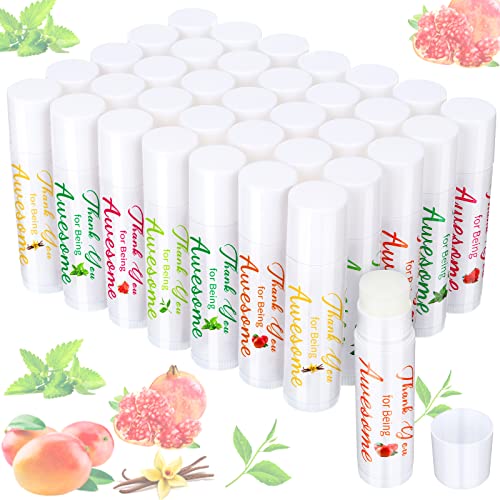 Sinmoe Lip Balm Gifts Thank You for Being Awesome Lip Moisturizer Assorted Flavors Bulk Gifts Beeswax Natural Ingredients Dry Chapped Lip Care Product for Coworkers Women Friend(35 Pack)