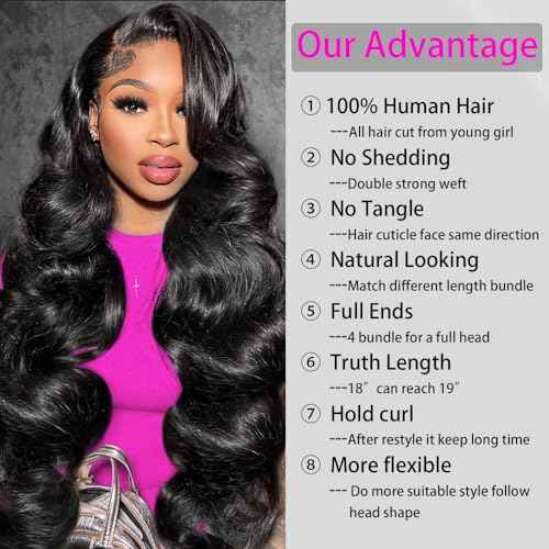 ZGWG Bundles Human Hair 20 22 24 Inch 3 Bundles Human Hair Body Wave 12A Grade Soft And Full
