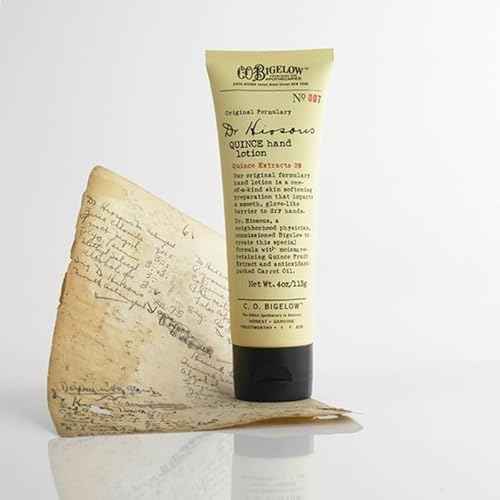 C. O. Bigelow Dr. Hiosous Quince Hand Lotion for Dry Hands, Hand Cream for Women and Men to Soften Dry Cracked Skin, No. 007, 4 fl oz,, Pack of 2