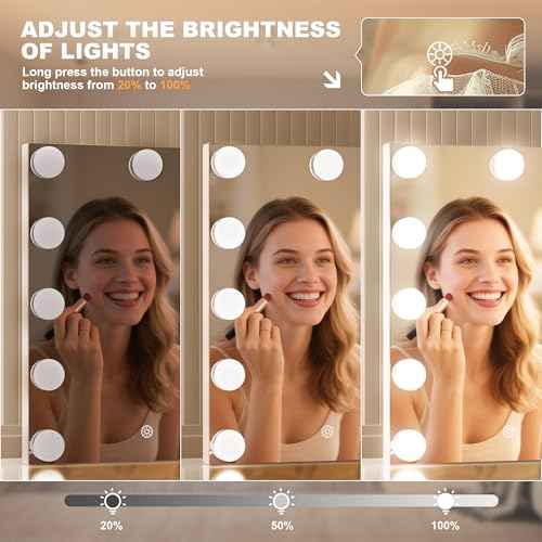 MINISO Vanity Mirror with Lights - 17.7" x 13.8" Hollywood Makeup Mirror with Adjustable Brightness,3 Modes Light